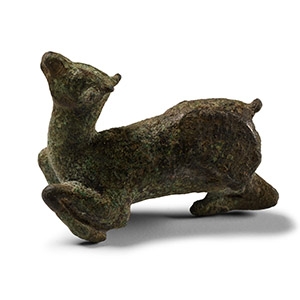 Roman Bronze Recumbent Deer Statuette