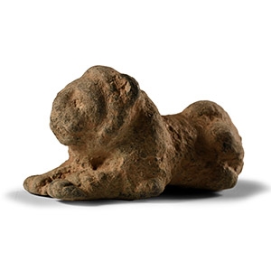Roman Bronze Prone Lion Statuette