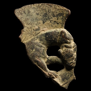 Roman Bronze Attacking Panther Mount