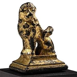 Medieval Gilt Bronze Lion Finial