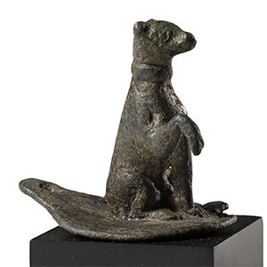 Roman Bronze Sitting Dog Statuette