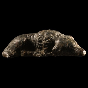 Roman Bronze Lying Dog Statuette