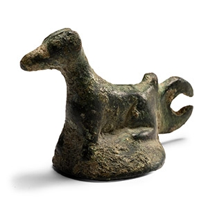 Roman Bronze Sitting Dog Statuette