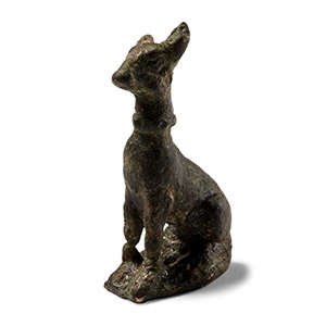 Roman Bronze Sitting Dog Statuette