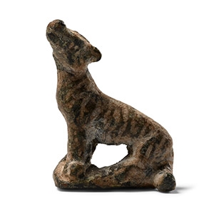 Roman Bronze Sitting Dog Statuette