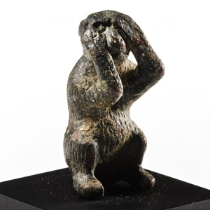 Roman Bronze Sitting Monkey Statuette