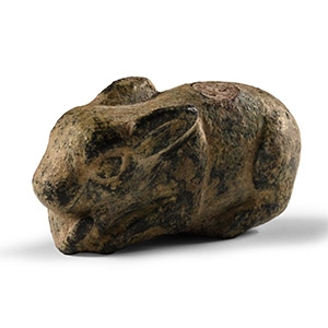 Roman Bronze Crouching Rabbit Statuette
