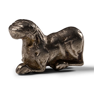 Roman Silver Crouching Feline Statuette