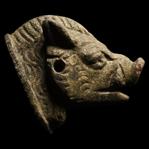 Celtic Bronze Wild Boars Head Mount