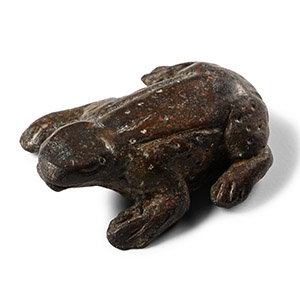 Roman Bronze Crouching Frog