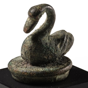 Roman Bronze Balsamarium Lid with Swan