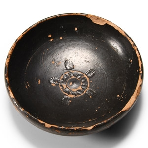 Greek Black-Ware Dish with Shell Decoration