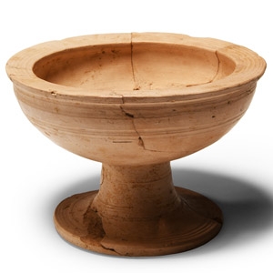 Greek Terracotta Chalice with Linear Decoration