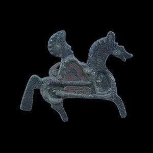 Romano-British Enamelled Bronze Horse and Rider Brooch