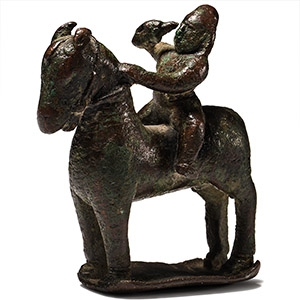 Ancient Indian Bronze Horse and Rider Figure