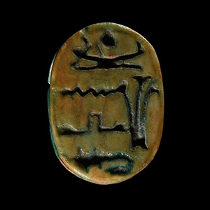 Egyptian Faience Scarab with Hieroglyphs
