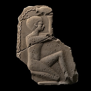 Egyptian Limestone Figural Temple Relief