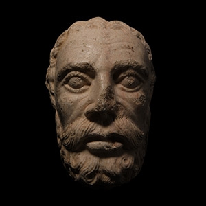 Medieval Romanesque Marble Head of a Saint