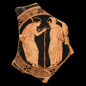 Greek Red-Figure Fragment with Draped Figures