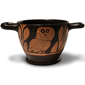 Apulian Red-Figure Skyphos with Owls