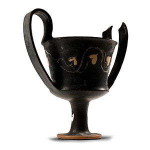 South Italian Blackware Kantharos with Ivy Branch