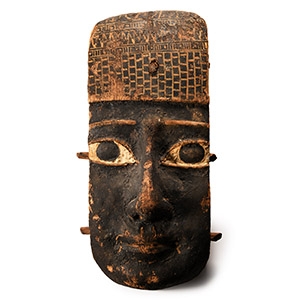 Egyptian Decorated Wooden Mask From a Mummy