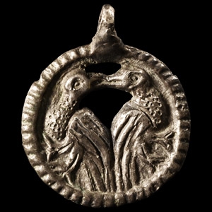 Viking Age Silver Pendant with Huginn and Muninn