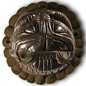 Pre-Achaemenid Bronze Lion Terminal with Silver Cladding