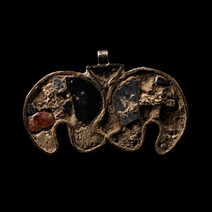 Elamite Silver Bird Pendant with Inlays