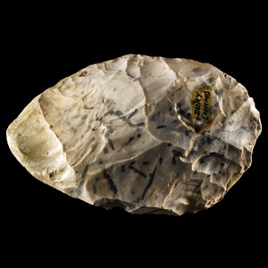 Stone Age French Mottled Grey Flint Twisted Cordiform Handaxe