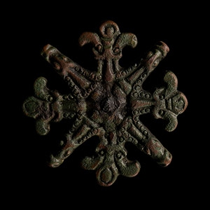 Anglo-Saxon Bronze Shield Mount with Animal Masks and Beast Heads
