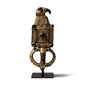 Large Gothic Silver-Gilt Buckle with Raven and Eagle Heads