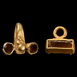 Medieval Gold and Garnet Garter Hooks
