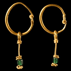 Gold Earrings with Beads