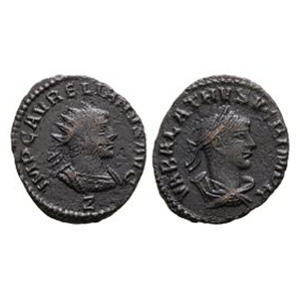 Ancient Roman Imperial Coins - Vabalathus and Aurelian - Portrait AE Antoninianus