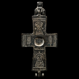 Reliquary Cross with Fish and Saints