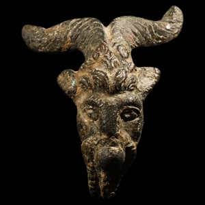 Greek Bronze Handle with Human-Headed Ram
