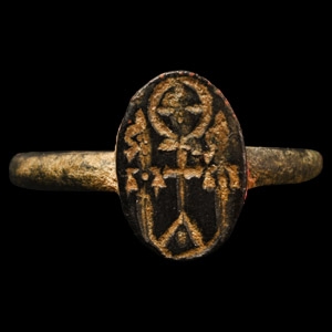 Byzantine Bronze Ring with Cross