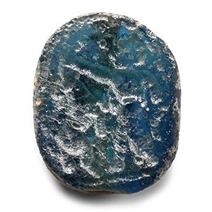 Babylonian Glass Stamp Seal with Man and Lion