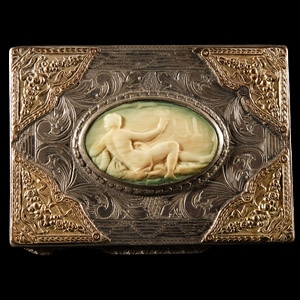 Neo-Classical Gilt Base Silver Box with Cameo