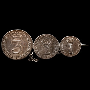 Silver Pin Brooch with Coins