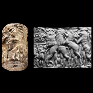 Large Akkadian White Stone Cylinder Seal