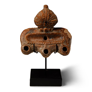 Roman Terracotta Triple-Spouted Lamp