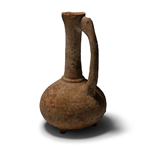 Amlash Terracotta Flagon with Animal Head Handle