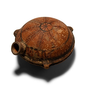 Eastern Mediterranean Flattened Terracotta Vessel with Bichrome Decoration