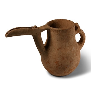 Luristan Bird-Spouted Terracotta Vessel with Animal Handle
