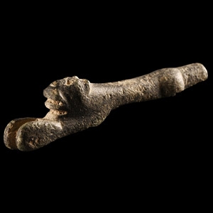 Anglo-Scandinavian Viking Bronze Stirrup Terminal with Beast Head