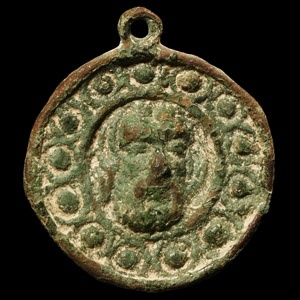 Medieval Bronze Badge with Head of Saint John the Baptist