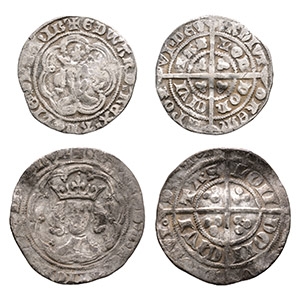 English Medieval Coins - Edward III - AR Groat and Halfgroat Group [2]