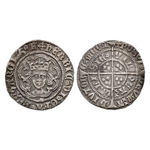 English Medieval Coins - Henry VI - Calais - Rosette Mascle AR Halfgroat